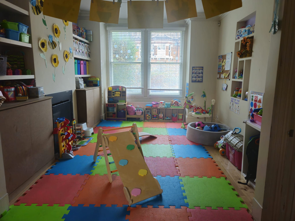 The bright and colourful playroom at Cavendish Road
